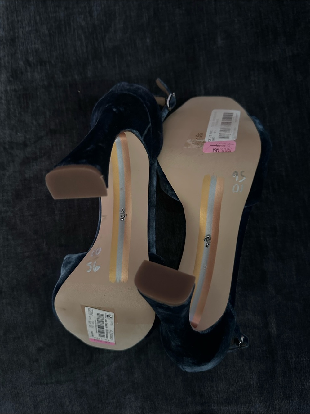 Sam Edelman Lucia Blue Velvet Bow Heels Size 10 NWT - Picture 3 of 4